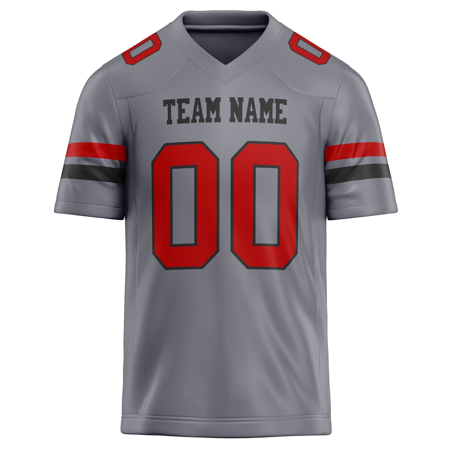 Custom Gray red Solid Colour Football Jersey