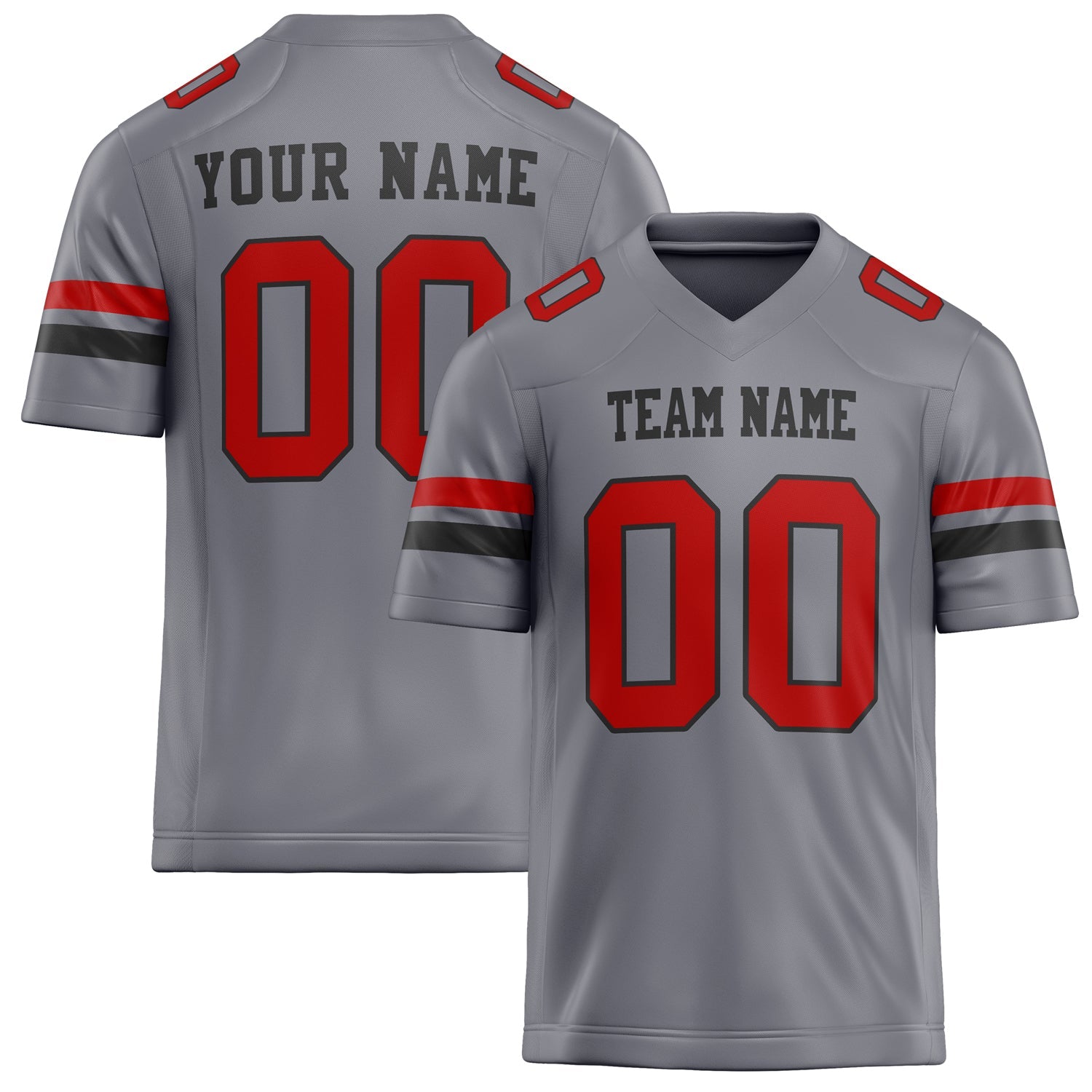 Custom Gray red Solid Colour Football Jersey FT02240730GR173