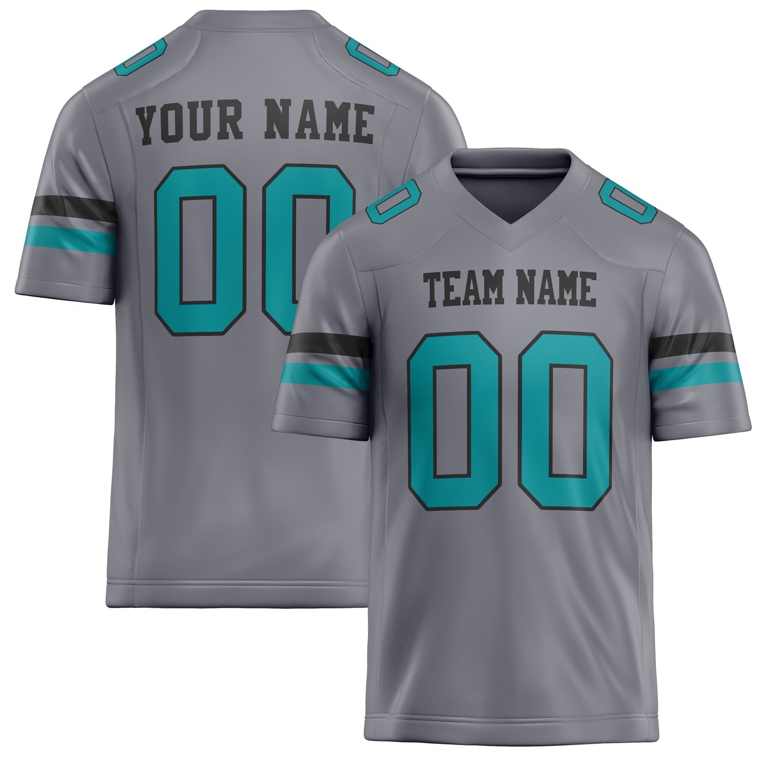 Custom Gray teal Solid Colour Football Jersey FT02240730GR175