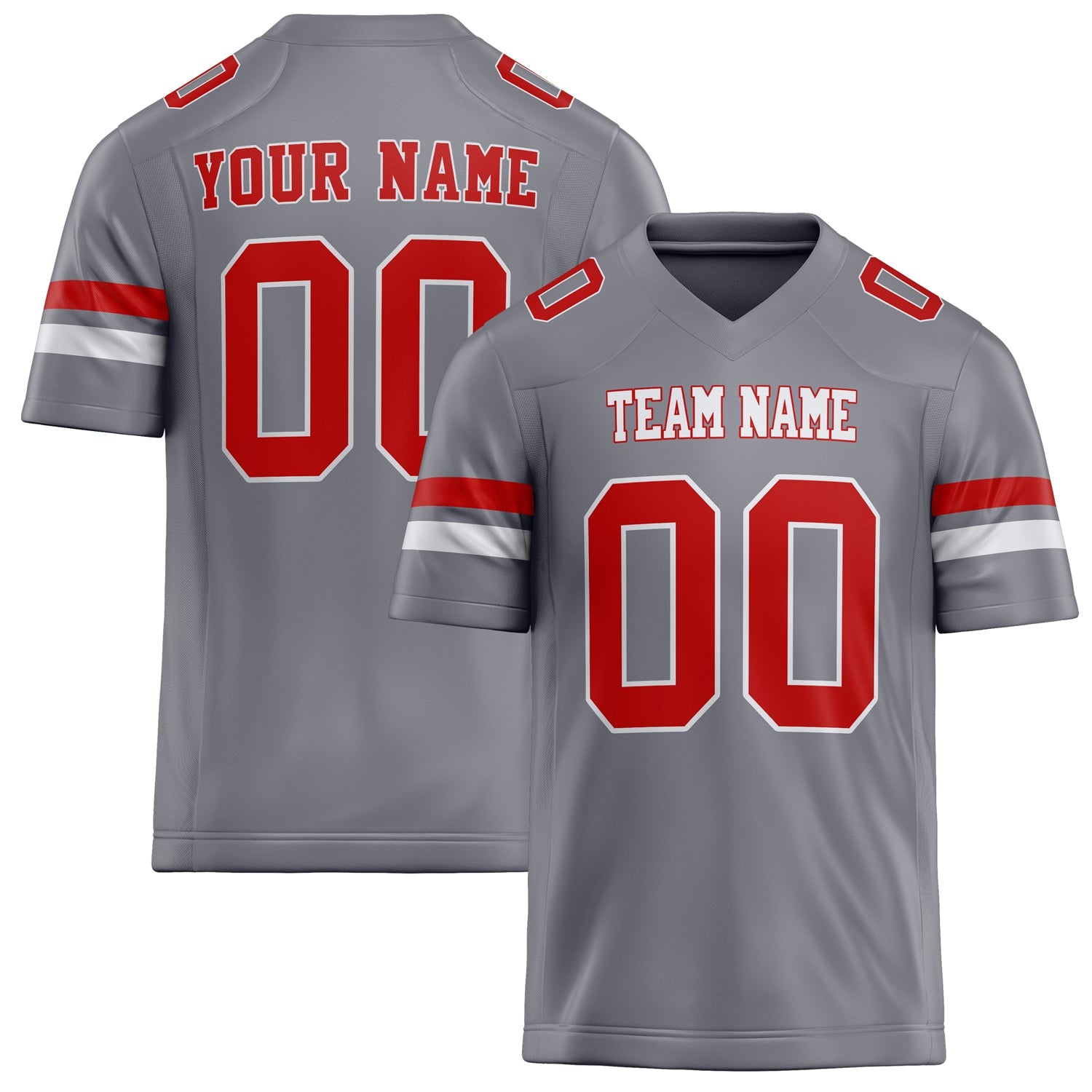 Custom Gray red Solid Colour Football Jersey FT02240730GR176