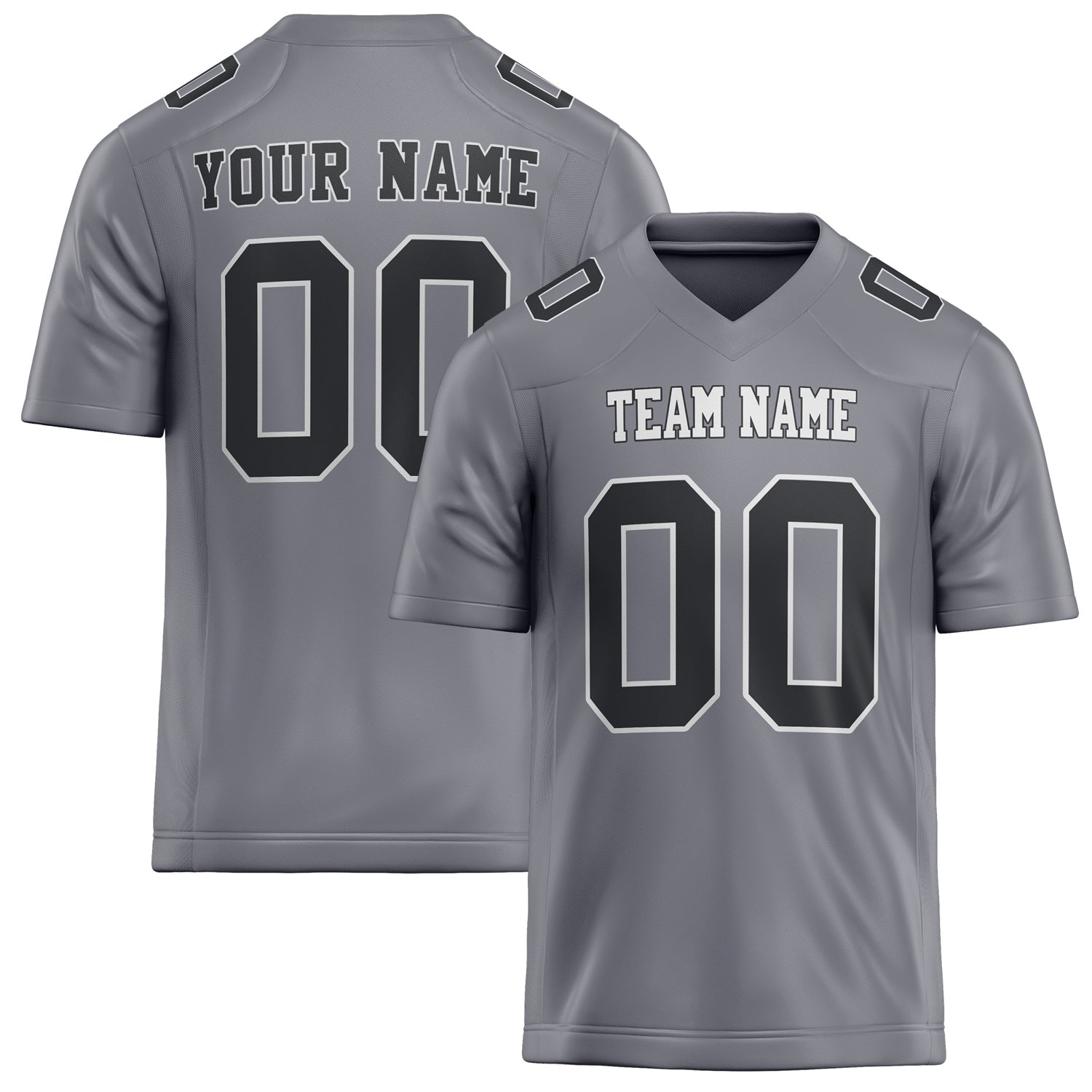Custom Gray Black Solid Colour Football Jersey FT02240730GR182