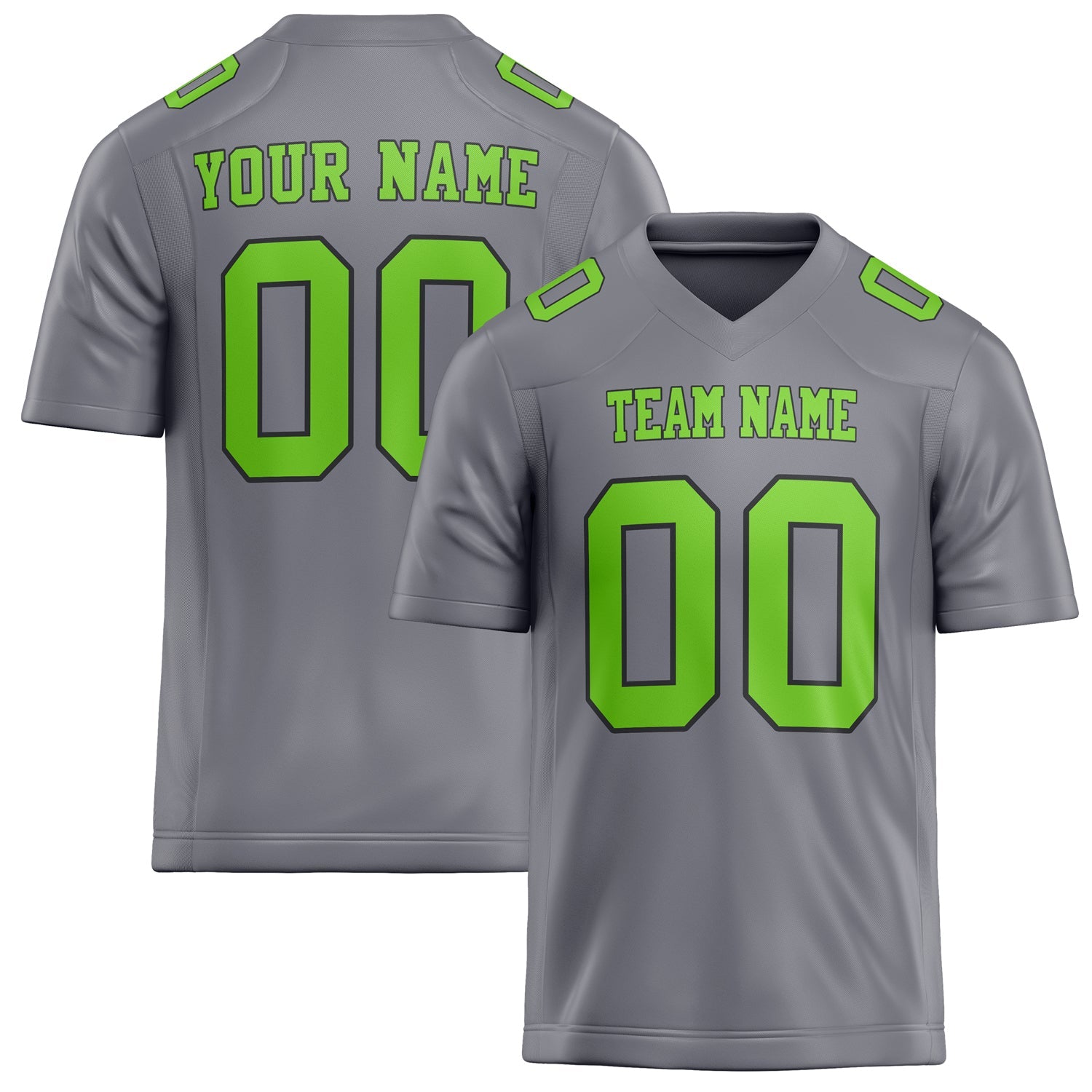 Custom Gray Neon Green Solid Colour Football Jersey FT02240730GR184