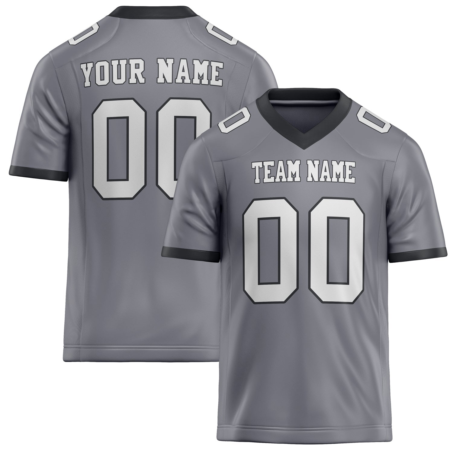 Custom Gray White Solid Colour Football Jersey FT02240730GR187
