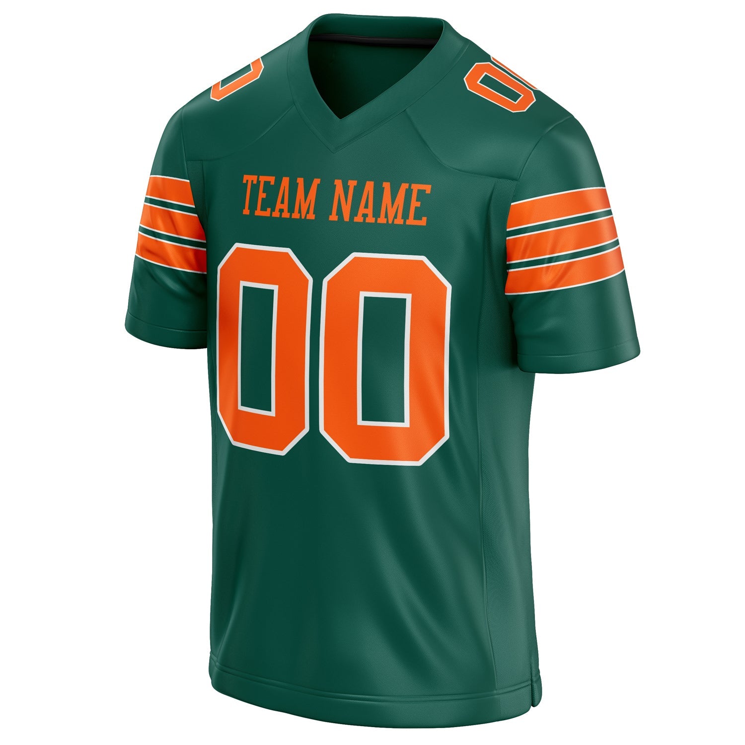 Custom Kelly Green orange Solid Colour Football Jersey