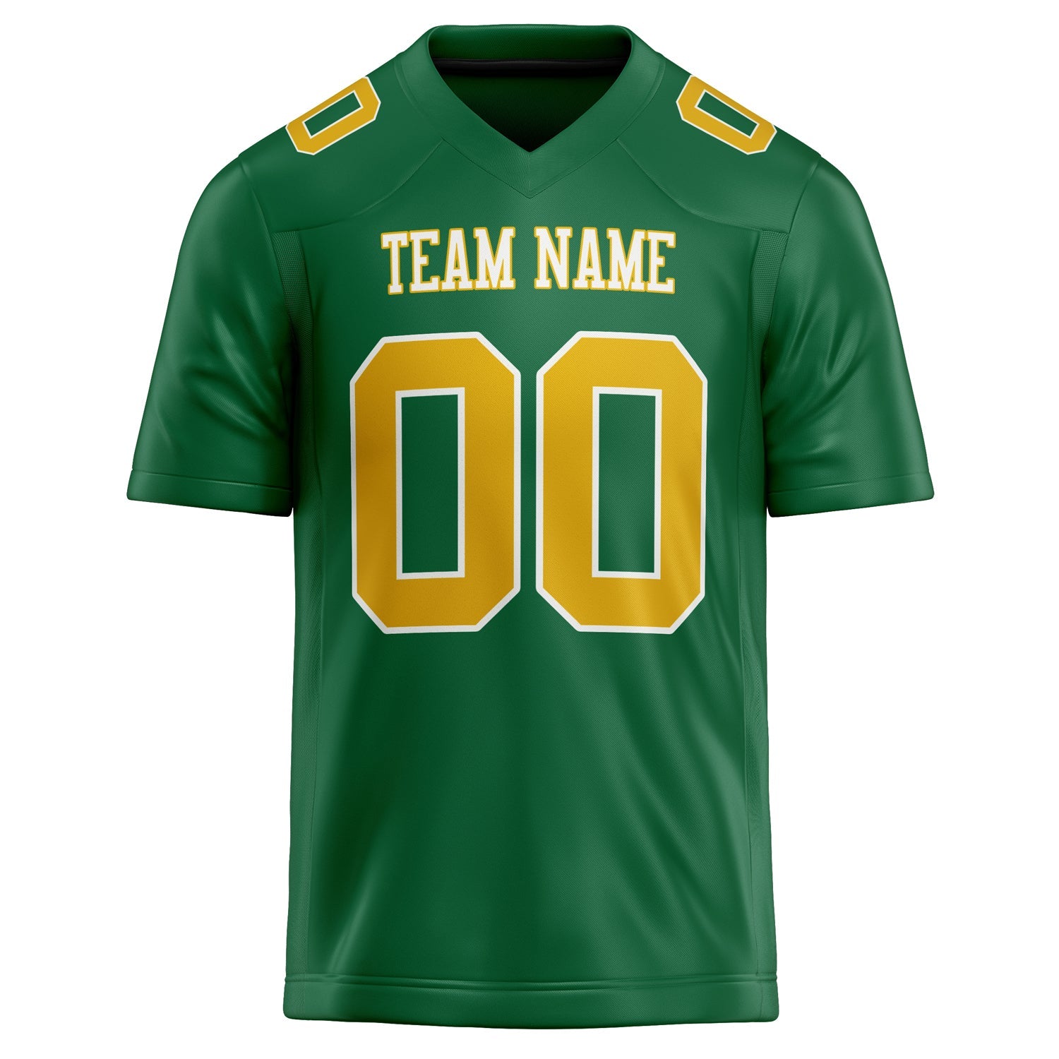 Custom Kelly Green gold Solid Colour Football Jersey