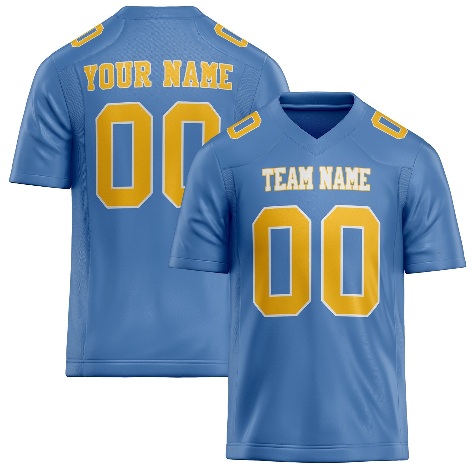 Custom Light Blue gold Solid Colour Football Jersey FT02240730LI231
