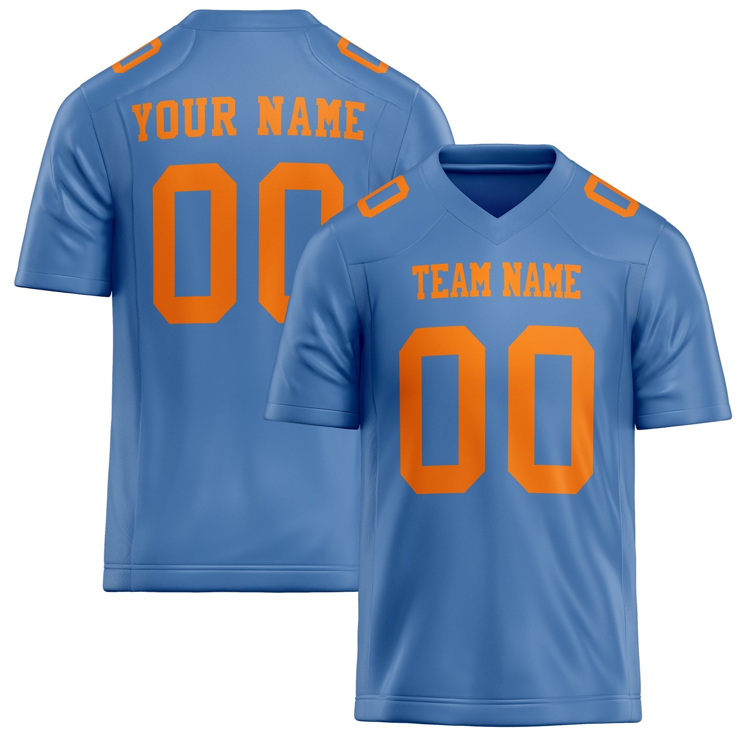Custom Light Blue orange Solid Colour Football Jersey FT02240730LI234