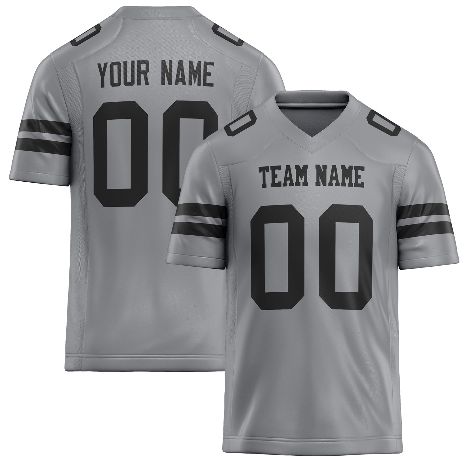 Custom Light Gray Black Solid Colour Football Jersey FT02240730LI253
