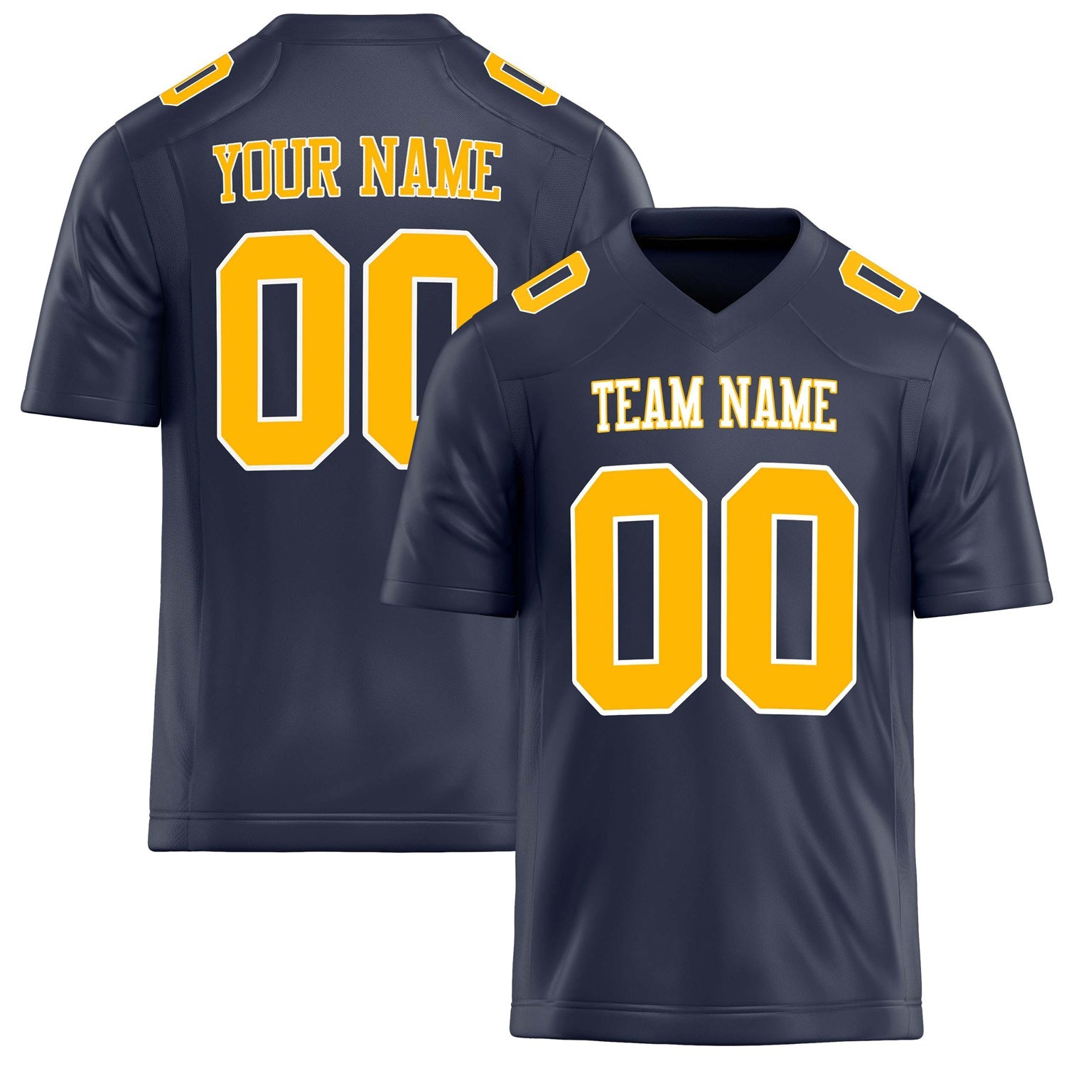 Custom Navy gold Solid Colour Football Jersey FT02240730NA275