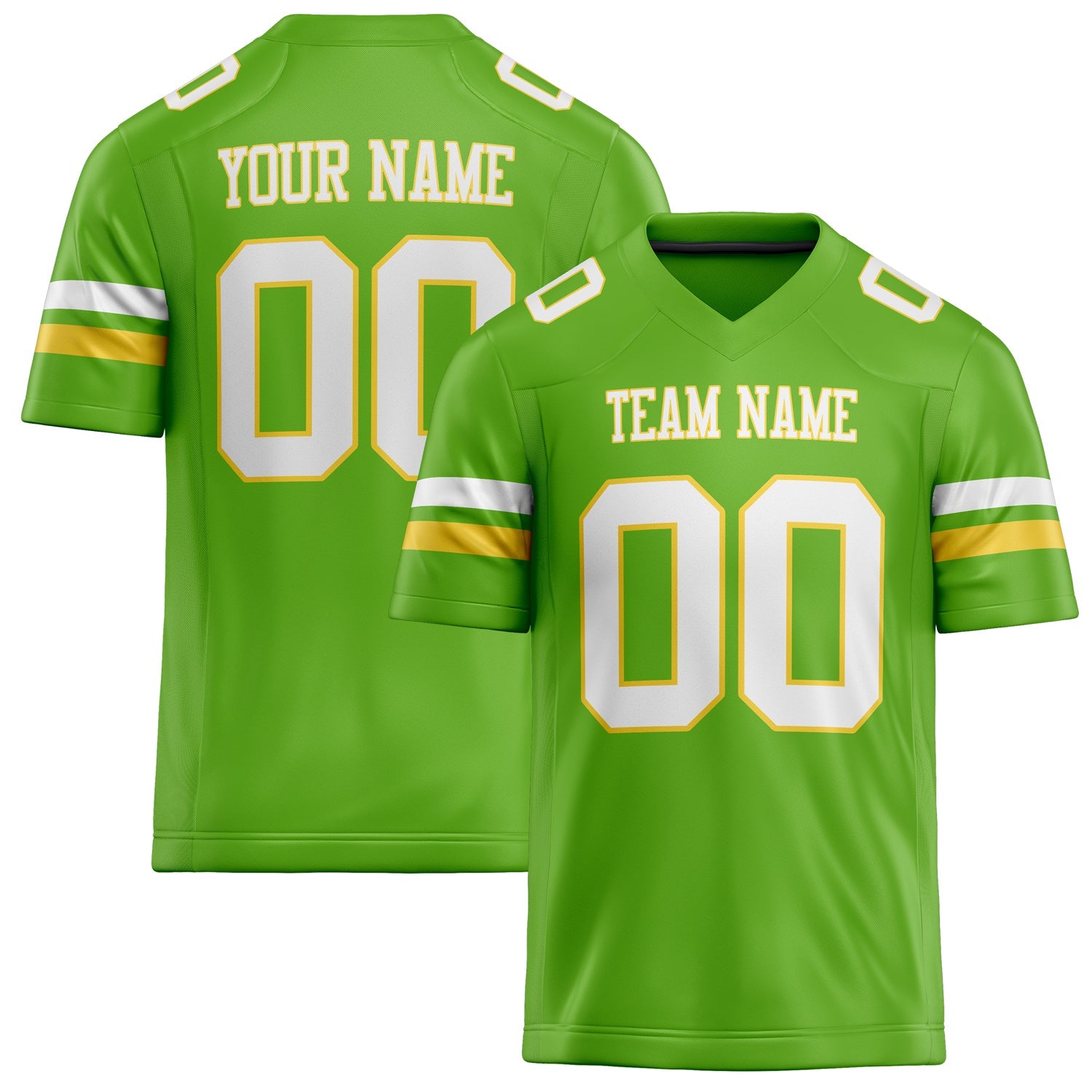 Custom Neon Green White Solid Colour Football Jersey FT02240730NE298