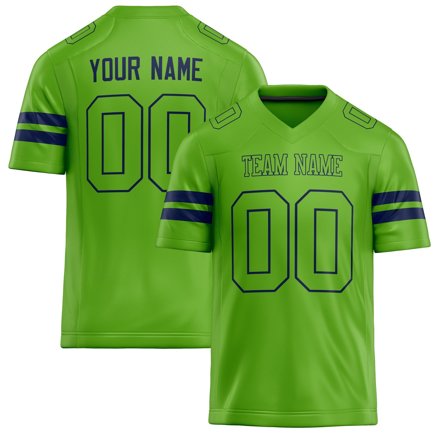 Custom Neon Green navy Solid Colour Football Jersey FT02240730NE299