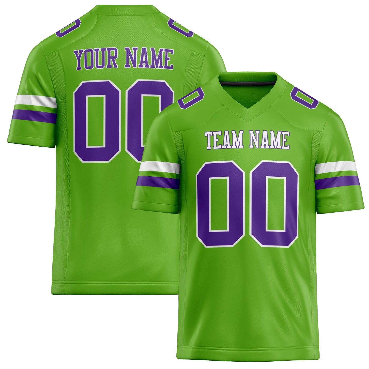 Custom Neon Green Purple Solid Colour Football Jersey FT02240730NE300