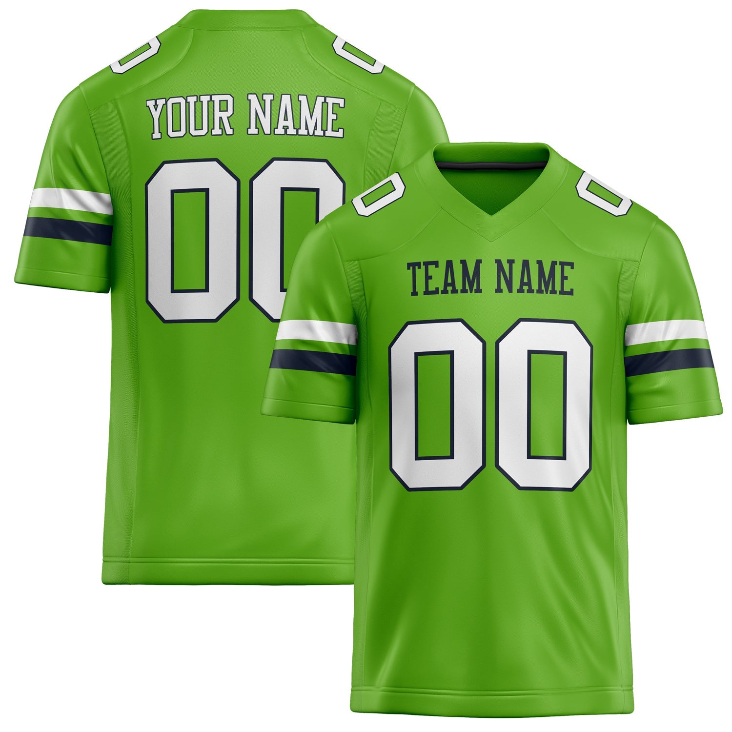 Custom Neon Green White Solid Colour Football Jersey FT02240730NE305