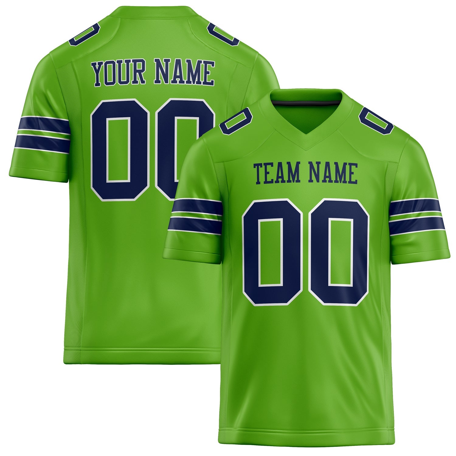 Custom Neon Green navy Solid Colour Football Jersey FT02240730NE308