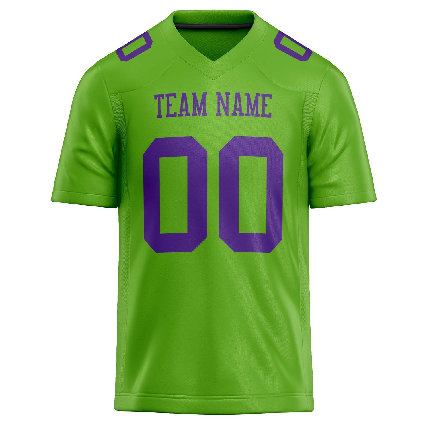 Custom Neon Green Purple Solid Colour Football Jersey