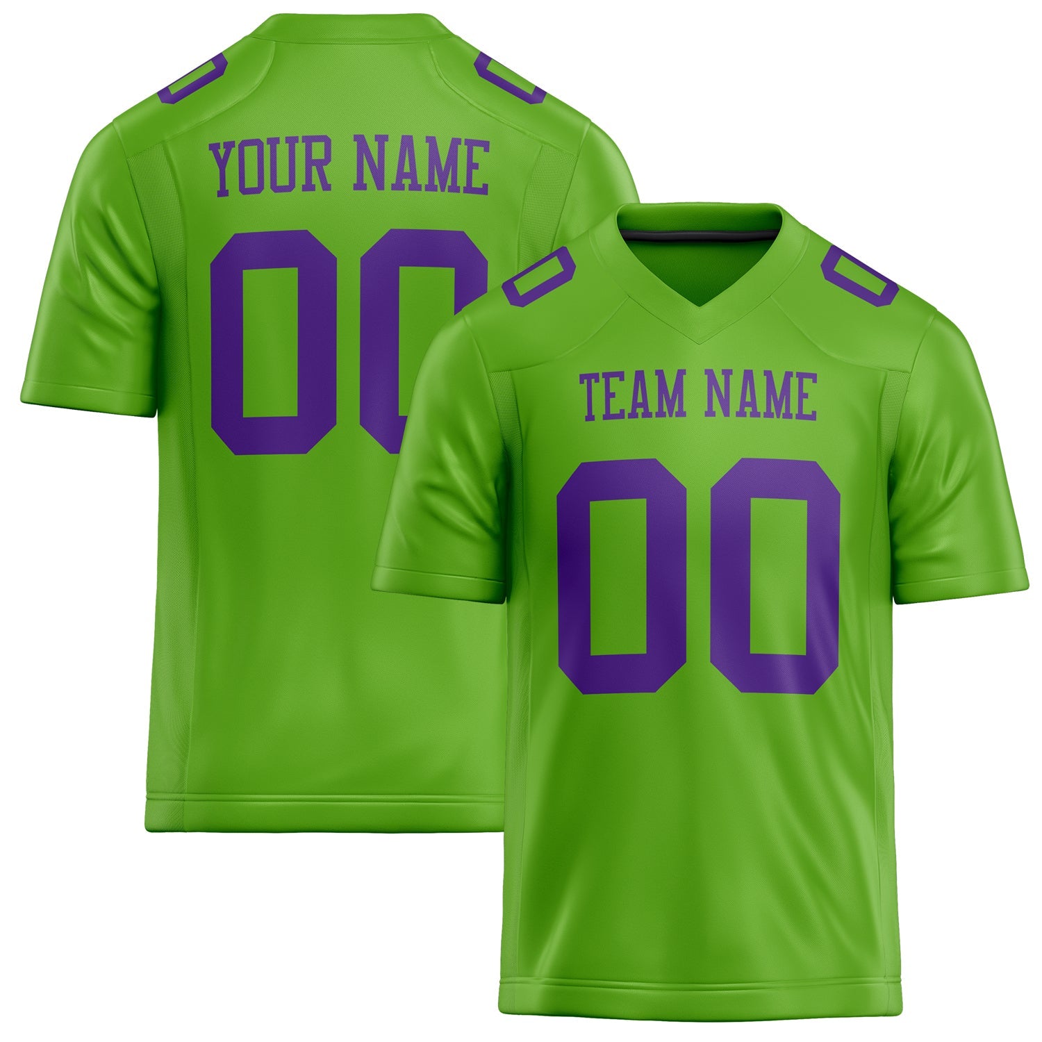 Custom Neon Green Purple Solid Colour Football Jersey FT02240730NE309