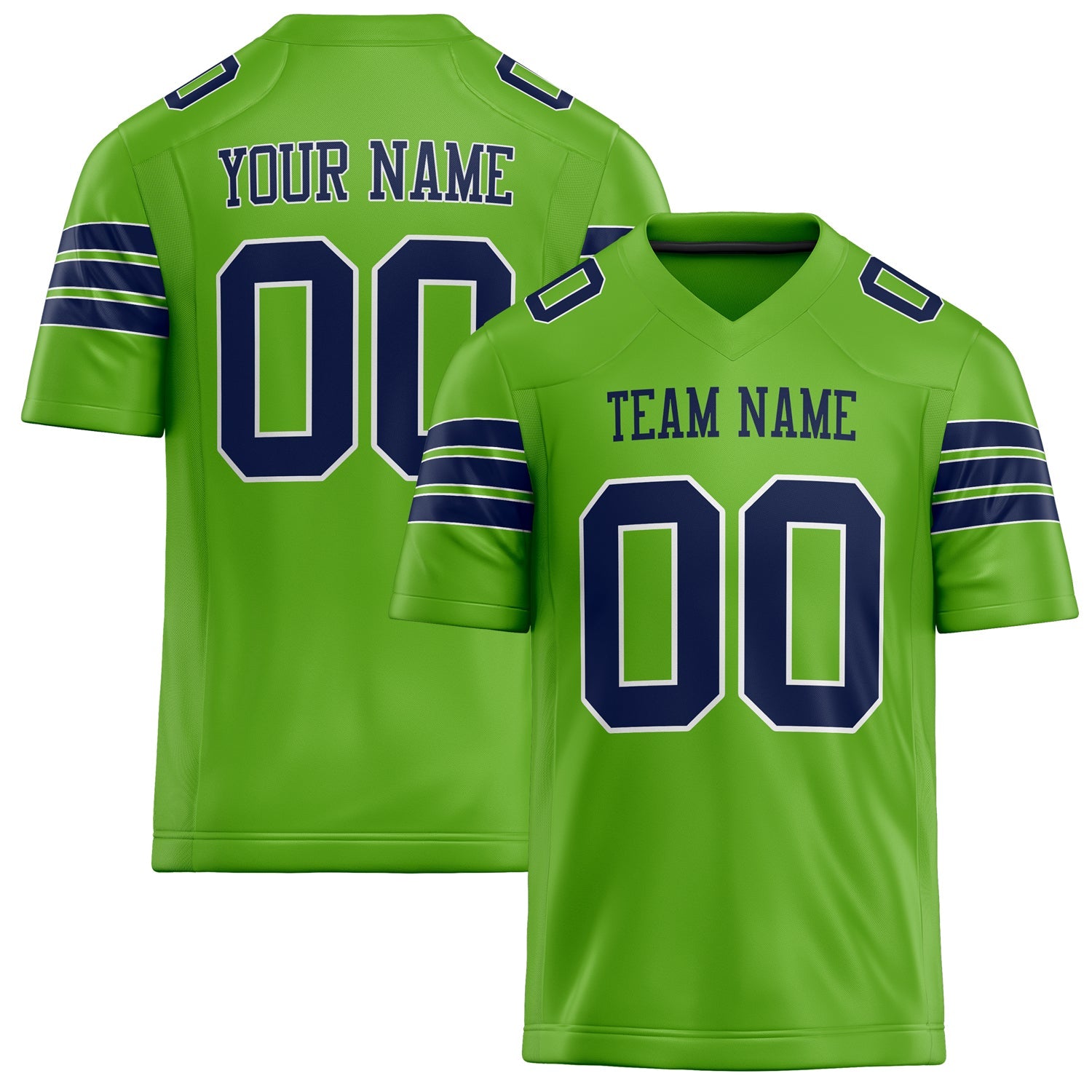 Custom Neon Green navy Solid Colour Football Jersey FT02240730NE311