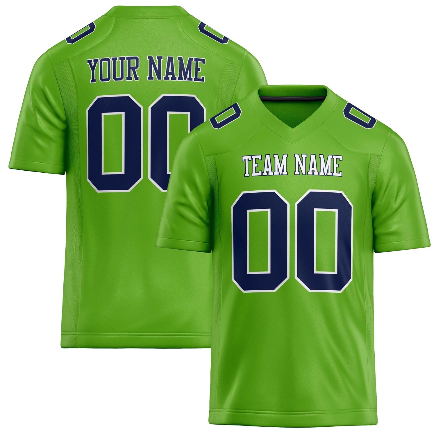 Custom Neon Green navy Solid Colour Football Jersey FT02240730NE312