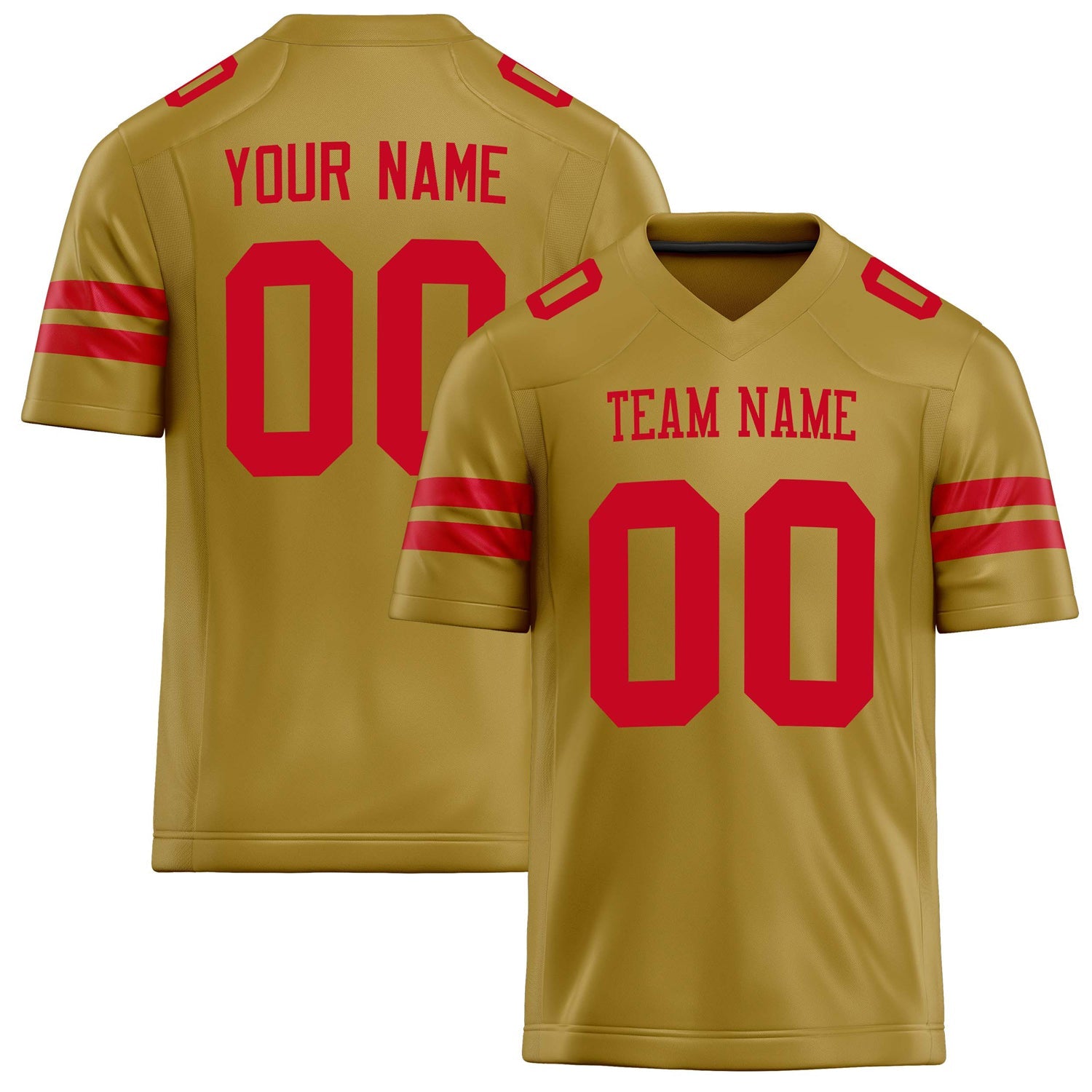 Custom Old Gold red Solid Colour Football Jersey FT02240730OL317