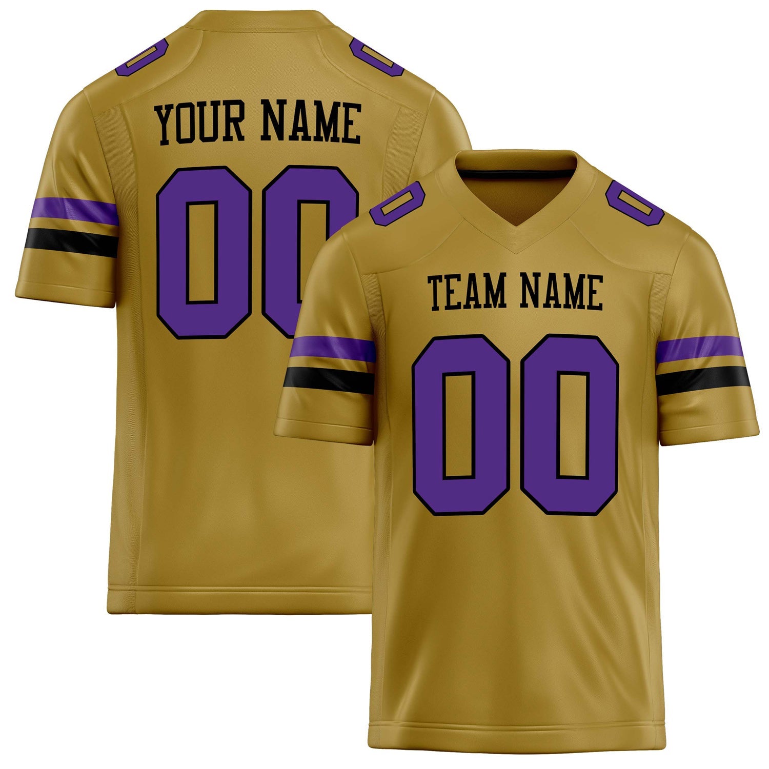 Custom Old Gold Purple Solid Colour Football Jersey FT02240730OL322