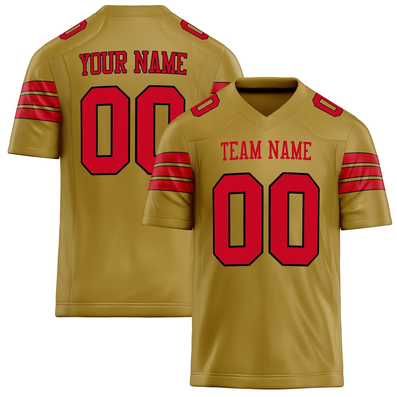 Custom Old Gold red Solid Colour Football Jersey FT02240730OL323