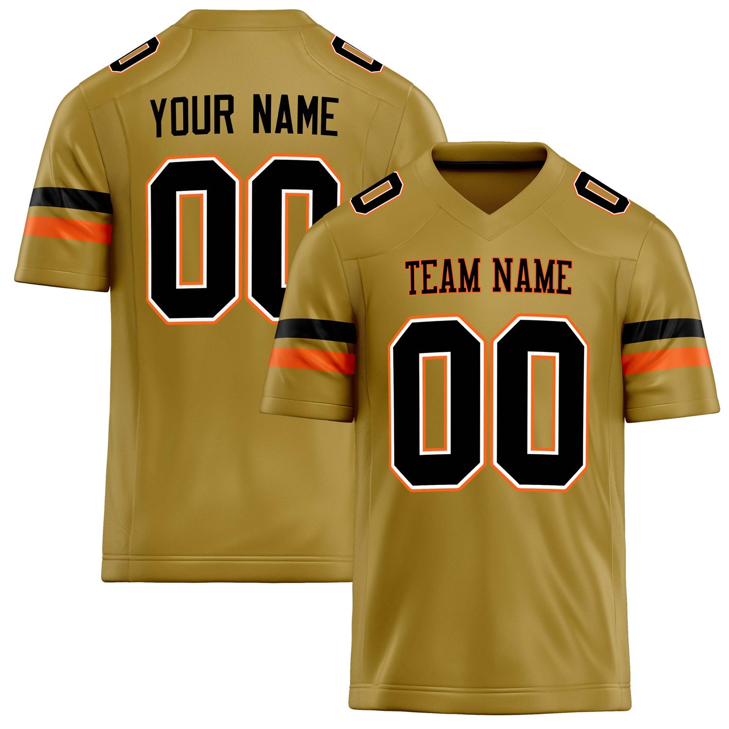 Custom Old Gold Black Solid Colour Football Jersey FT02240730OL324