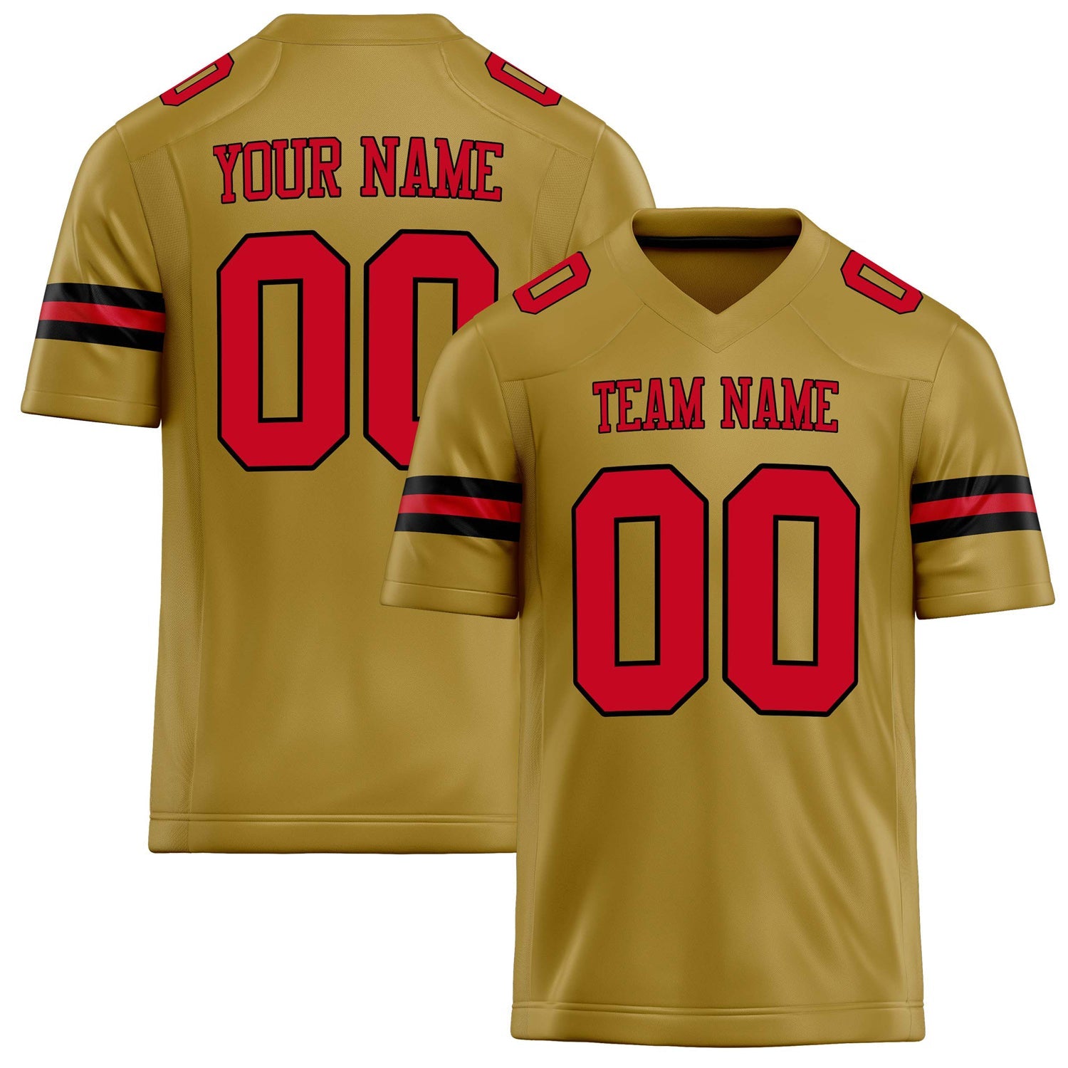 Custom Old Gold red Solid Colour Football Jersey FT02240730OL325