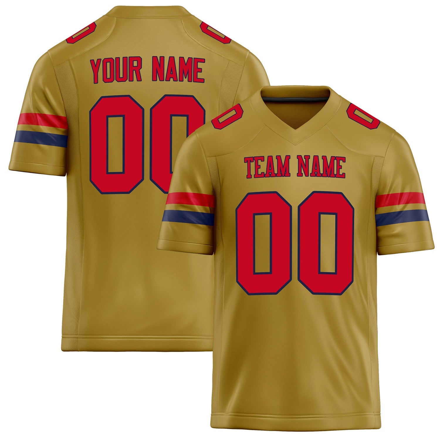 Custom Old Gold red Solid Colour Football Jersey FT02240730OL327