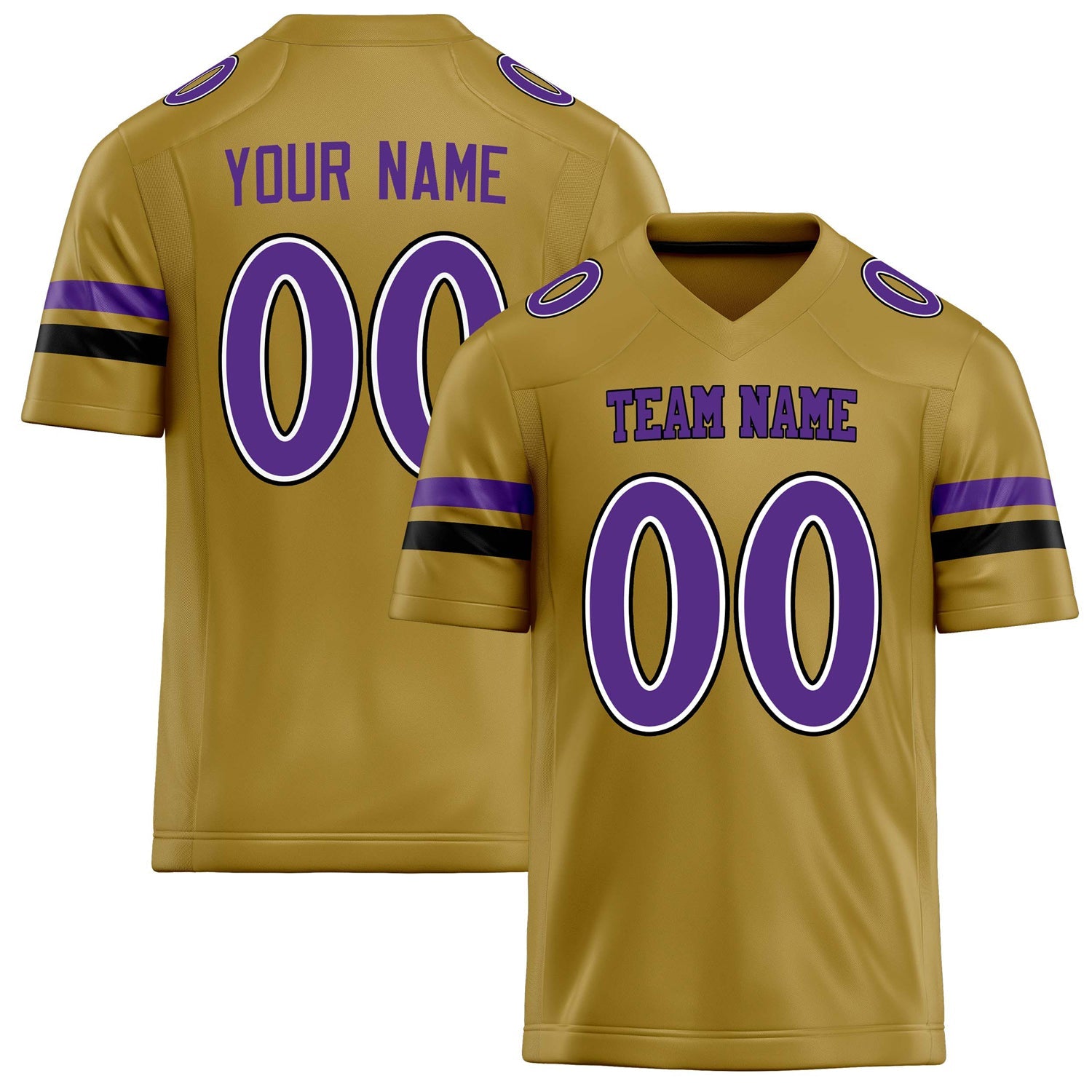 Custom Old Gold Purple Solid Colour Football Jersey FT02240730OL329
