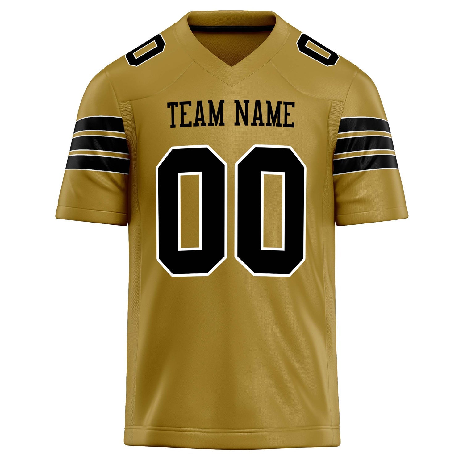 Custom Old Gold Black Solid Colour Football Jersey