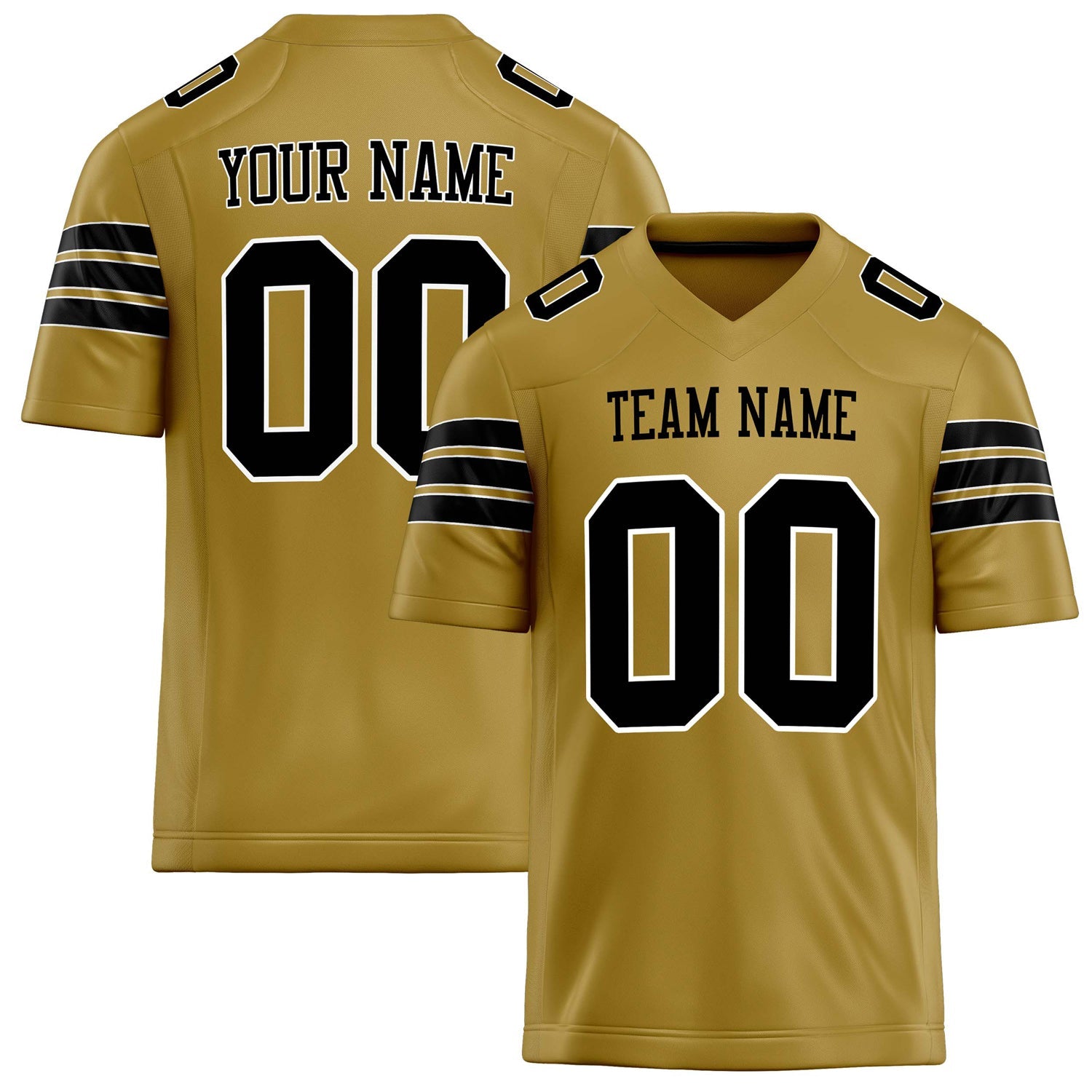 Custom Old Gold Black Solid Colour Football Jersey FT02240730OL330
