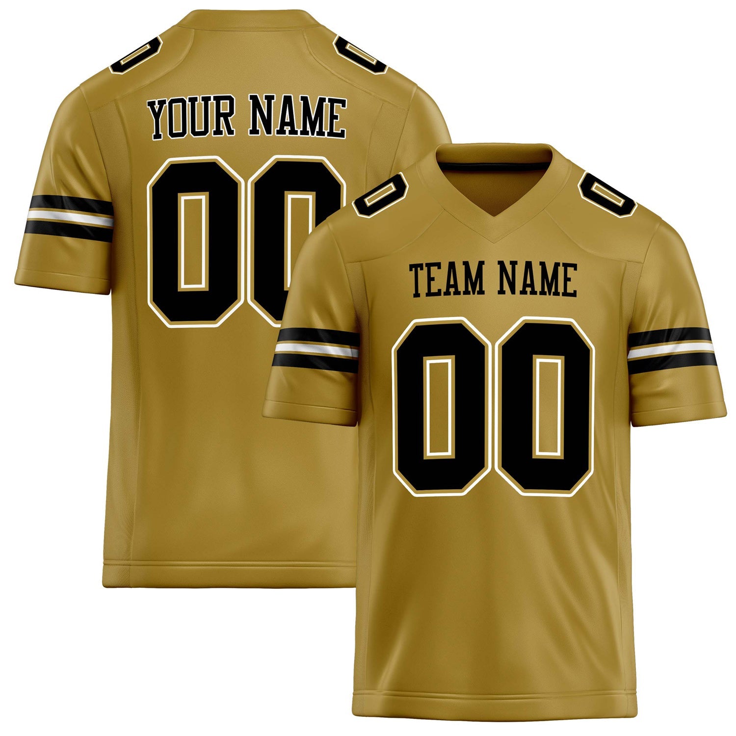 Custom Old Gold Black Solid Colour Football Jersey FT02240730OL331