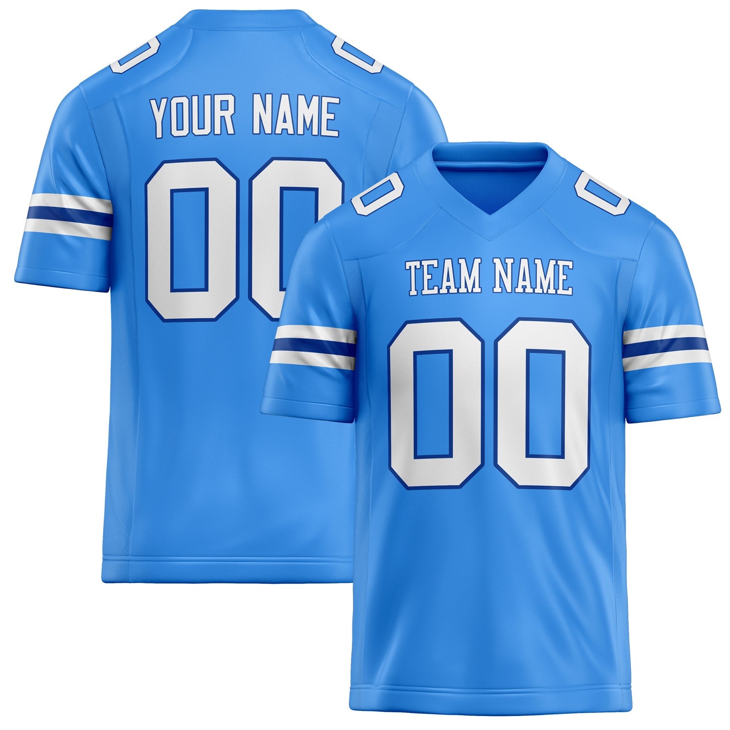 Custom Powder Blue White Solid Colour Football Jersey FT02240730PO423