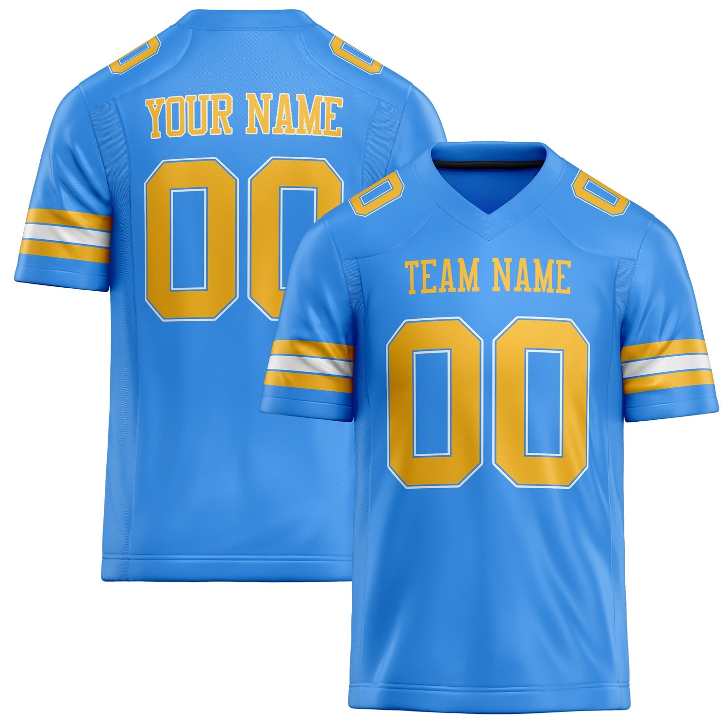 Custom Powder Blue Gold Solid Colour Football Jersey FT02240730PO426