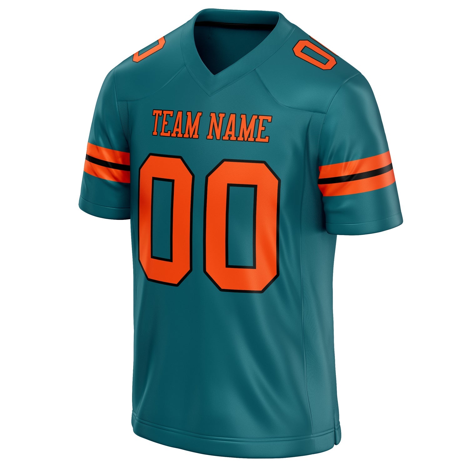 Custom Teal Orange Solid Colour Football Jersey