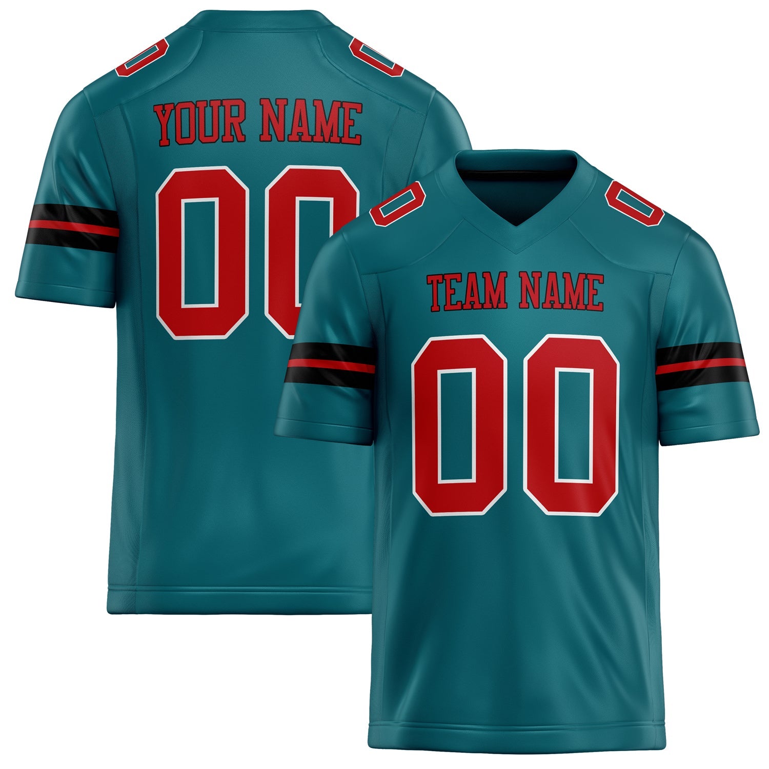 Custom Teal red Solid Colour Football Jersey FT02240730TE516