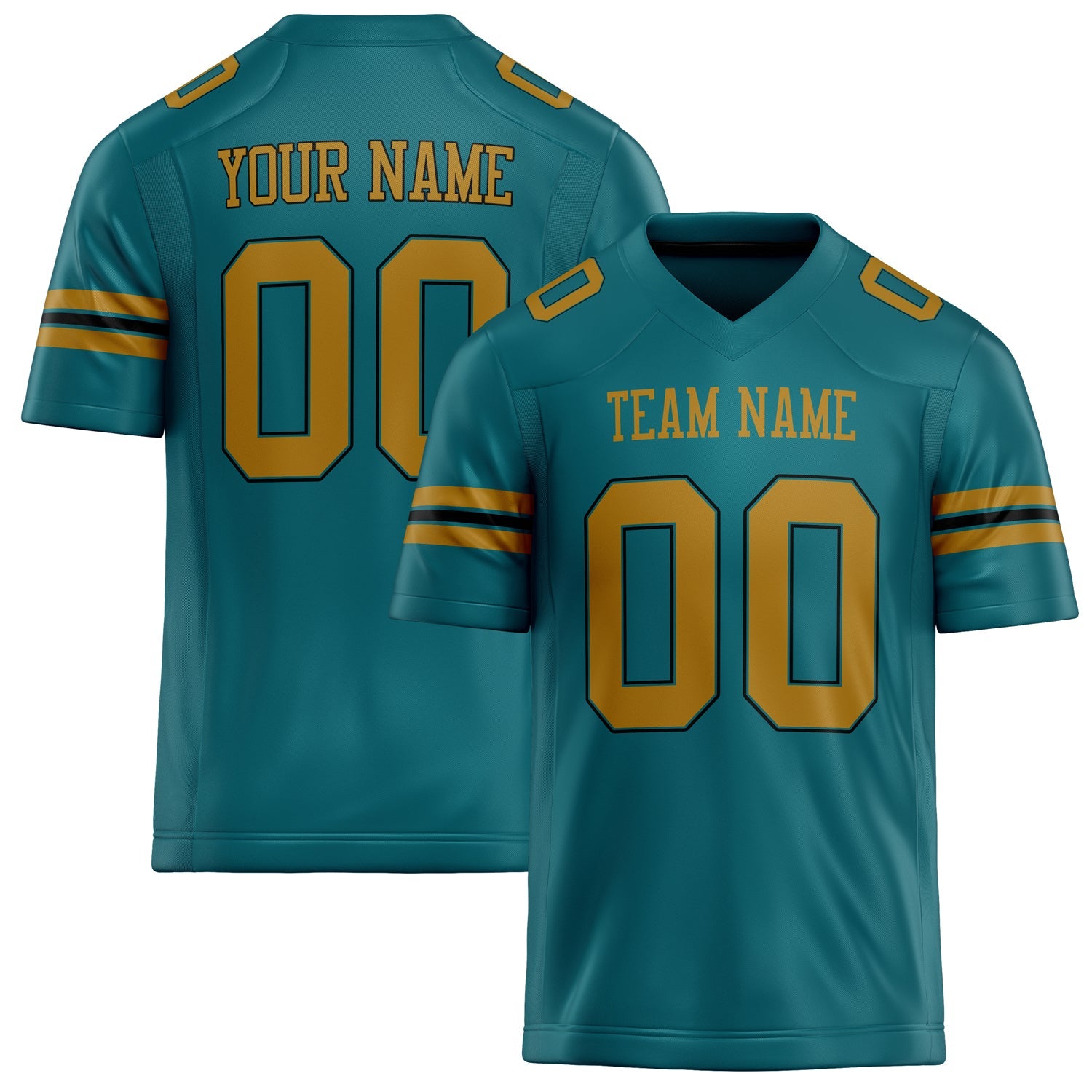 Custom Teal Old Gold Solid Colour Football Jersey FT02240730TE519
