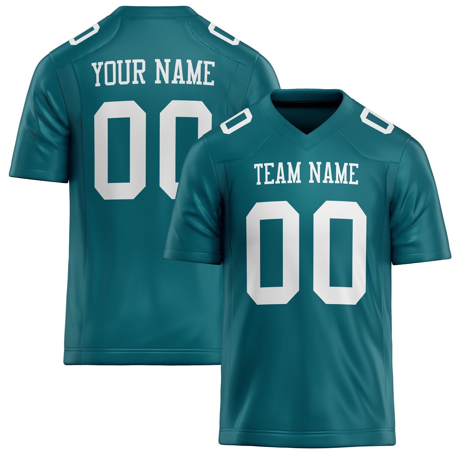 Custom Teal White Solid Colour Football Jersey FT02240730TE524