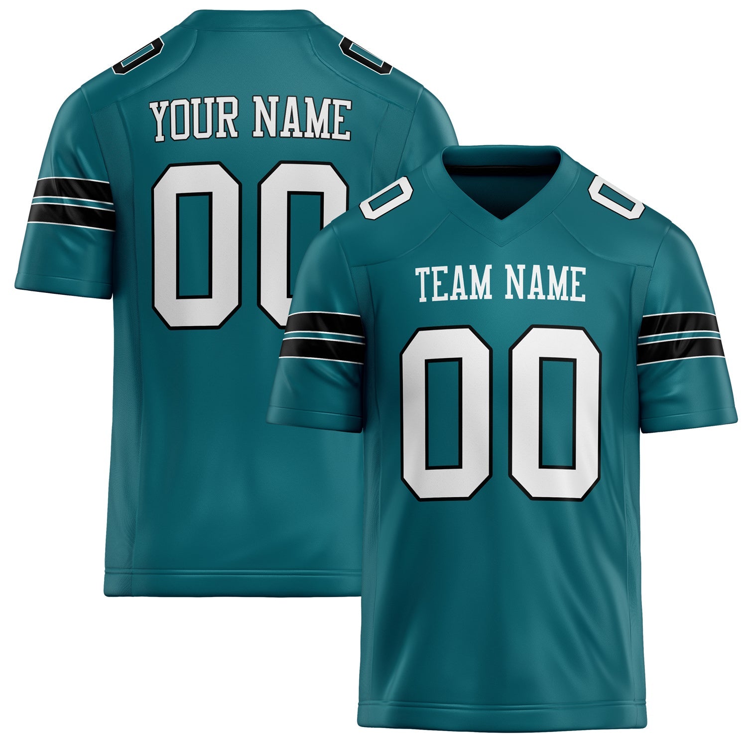 Custom Teal White Solid Colour Football Jersey FT02240730TE525