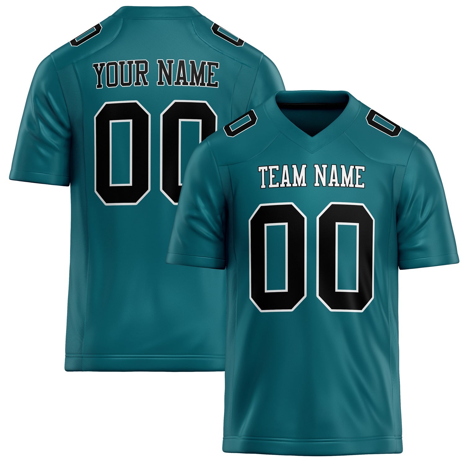 Custom Teal Black Solid Colour Football Jersey FT02240730TE526