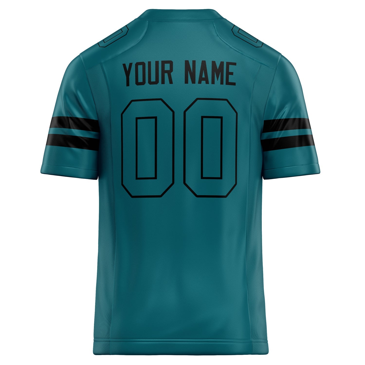 Custom Teal Black Solid Colour Football Jersey