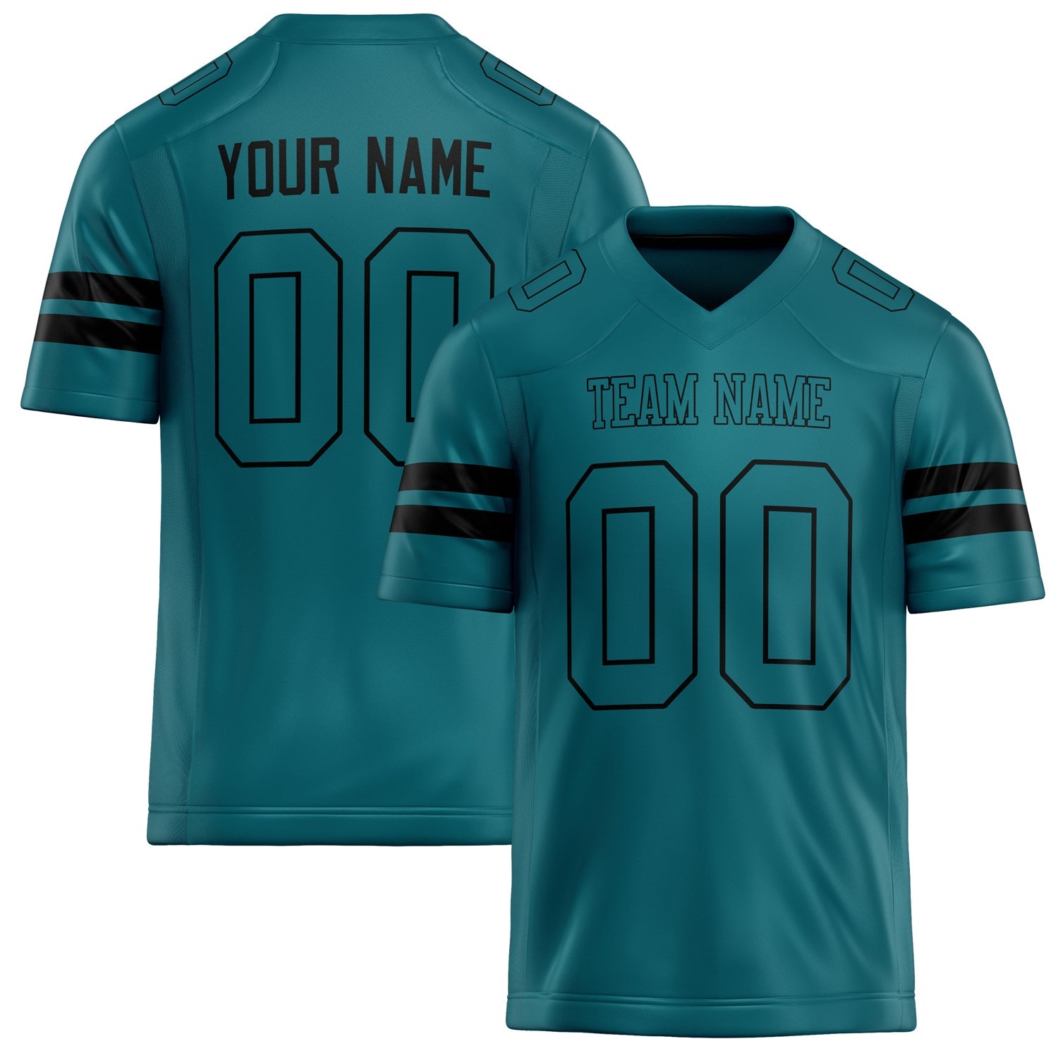Custom Teal Black Solid Colour Football Jersey FT02240730TE529