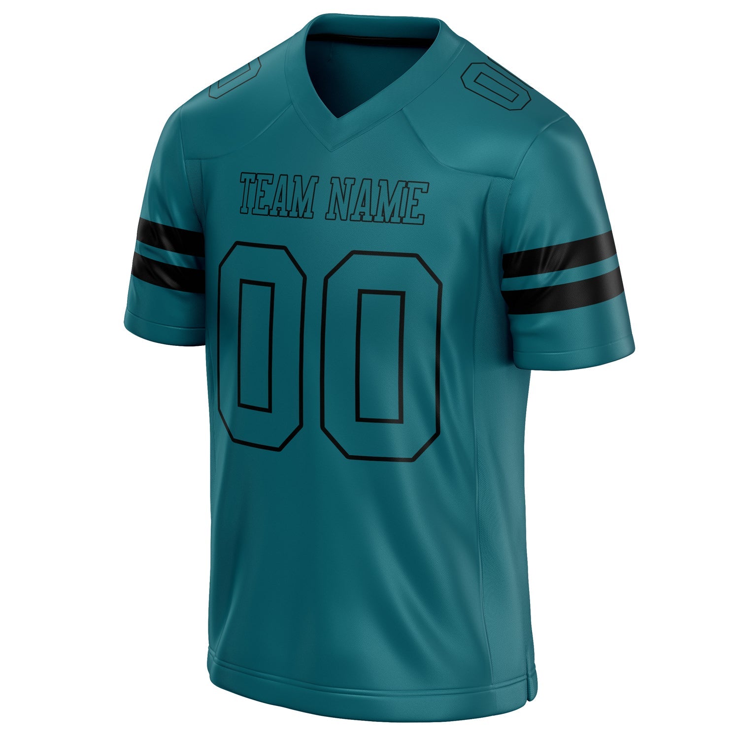 Custom Teal Black Solid Colour Football Jersey