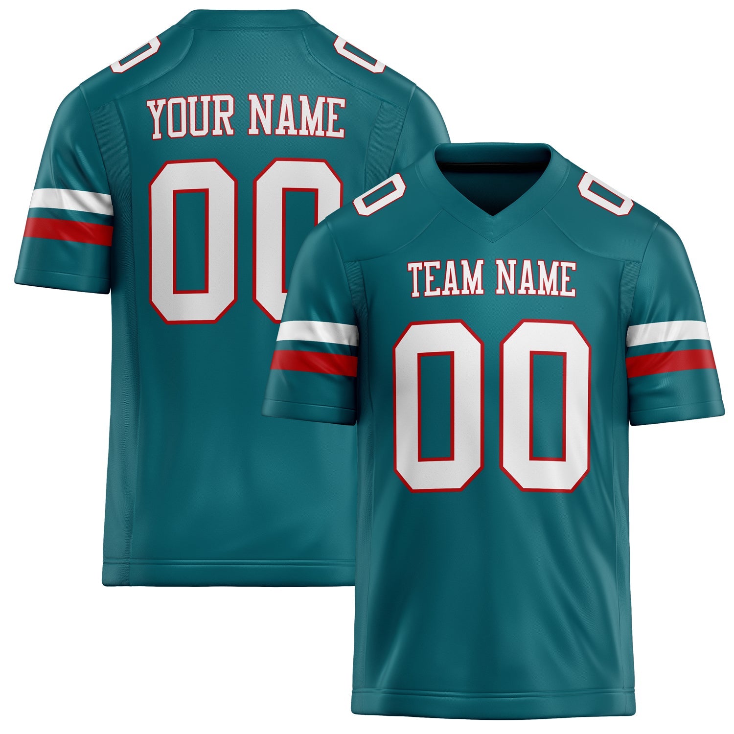 Custom Teal White Solid Colour Football Jersey FT02240730TE531