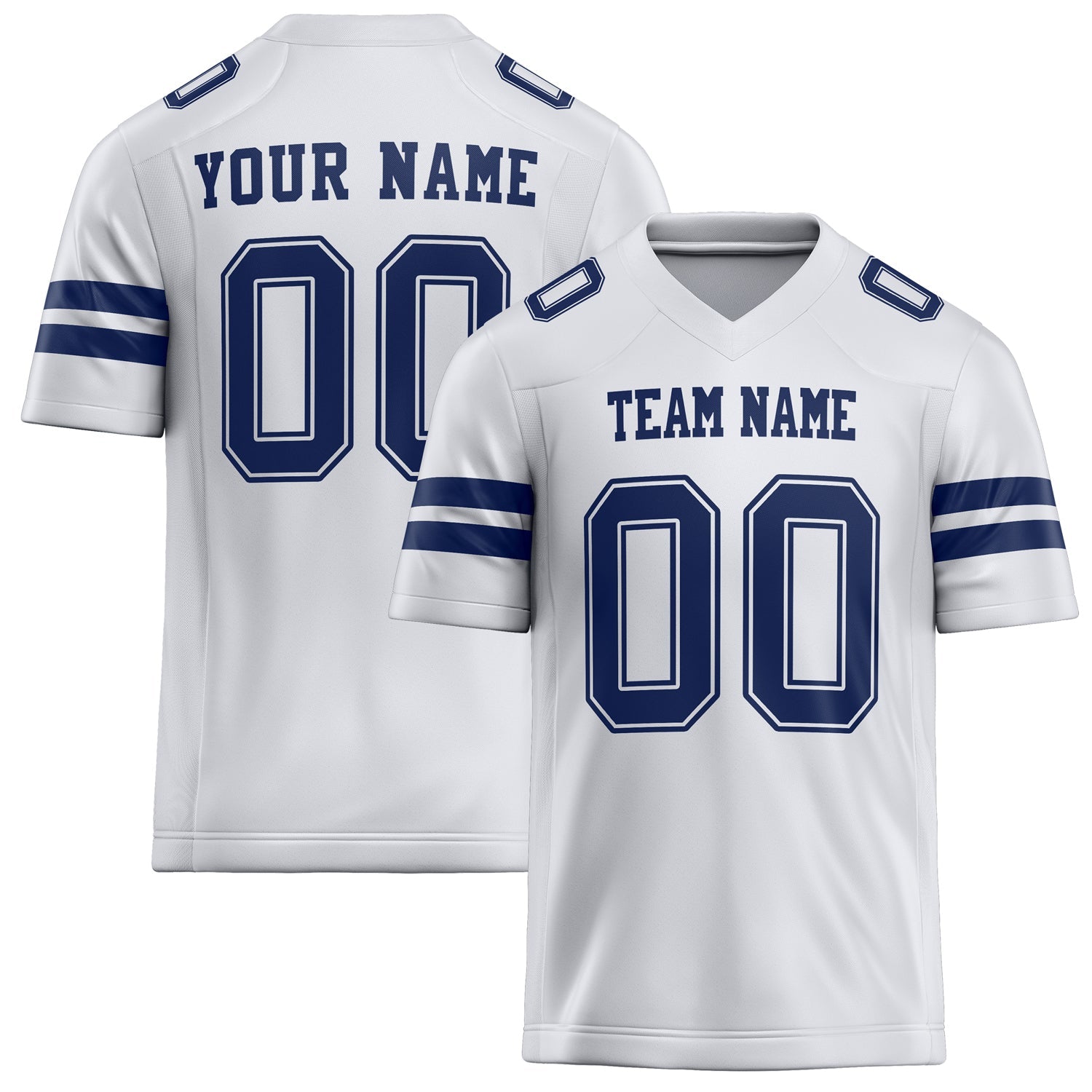 Custom White Navy Solid Colour Football Jersey FT02240730WH536