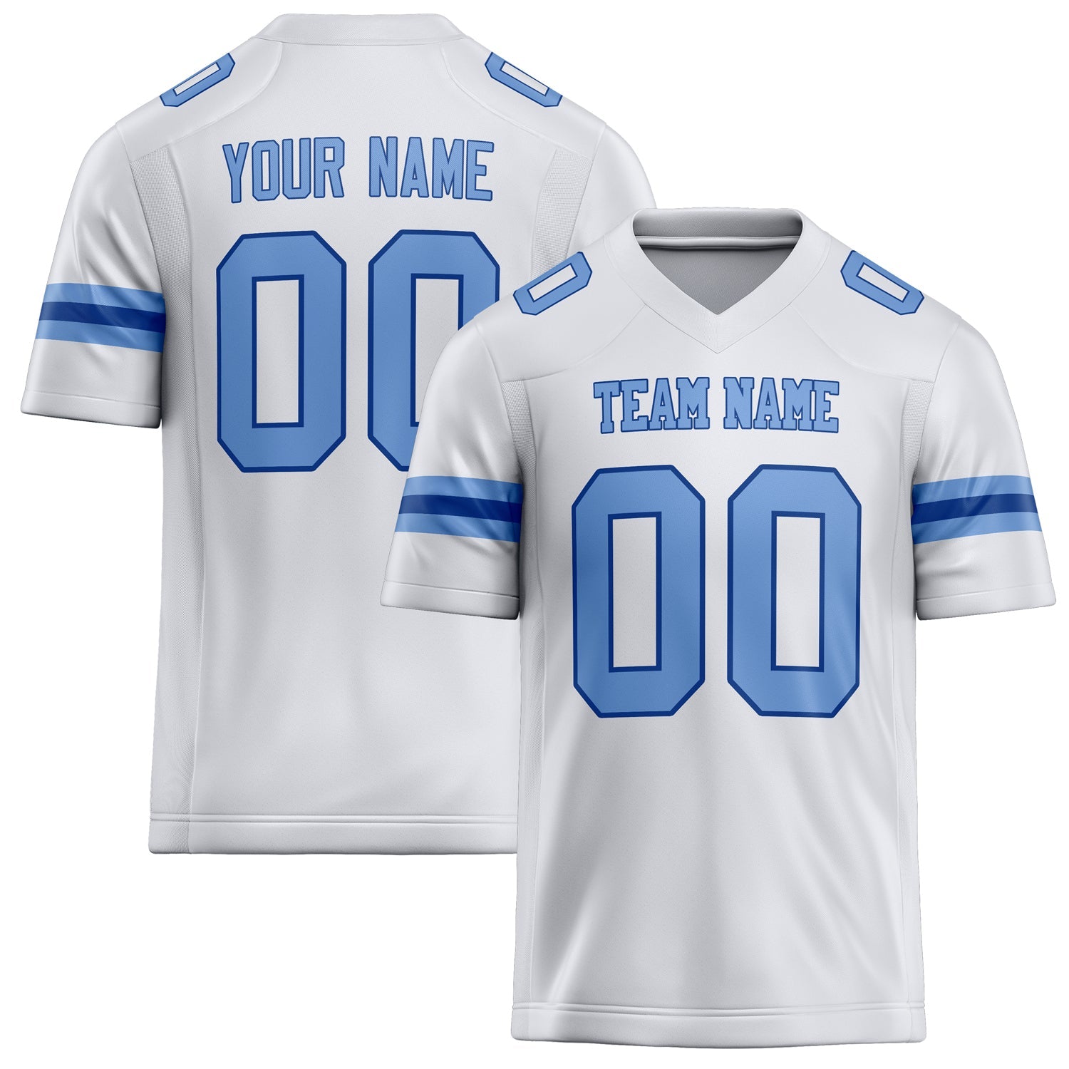 Custom White Light Blue Solid Colour Football Jersey FT02240730WH537