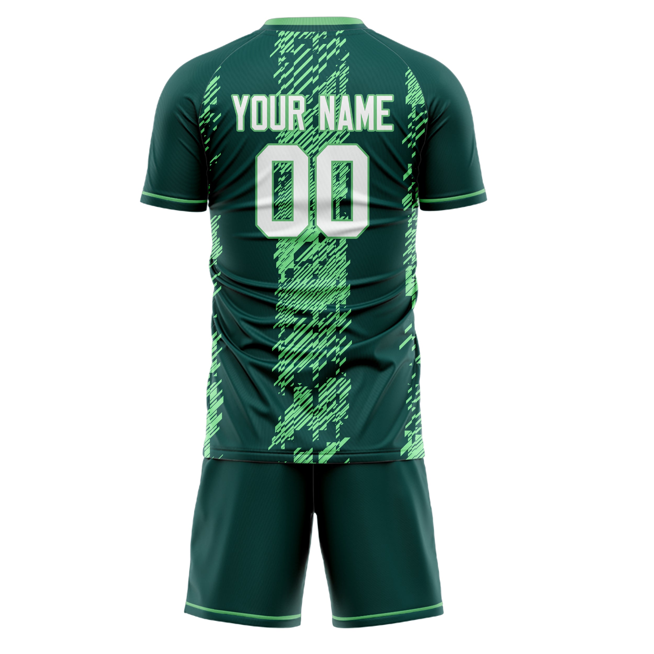 Custom Dark Green Green GeometricalPattern Soccer Jersey