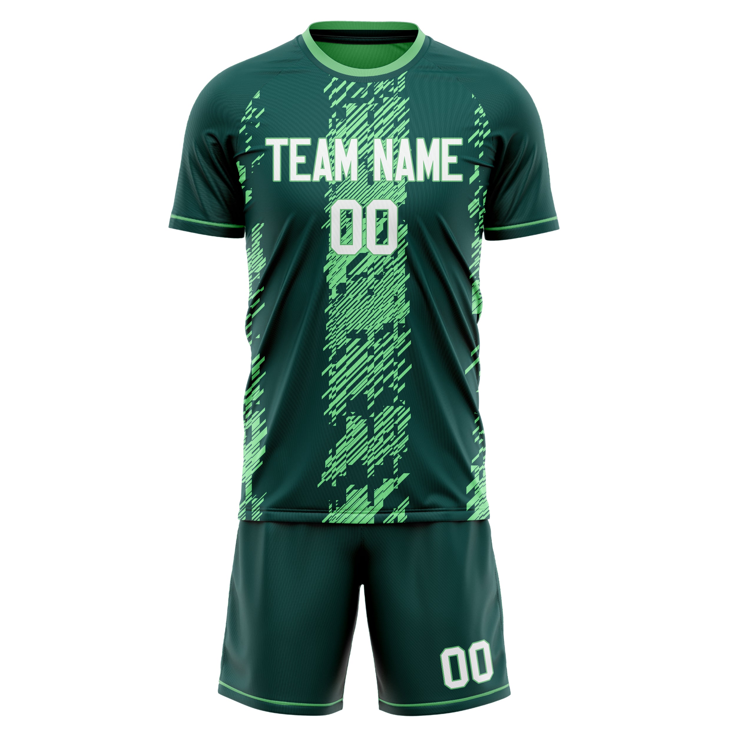 Custom Dark Green Green GeometricalPattern Soccer Jersey