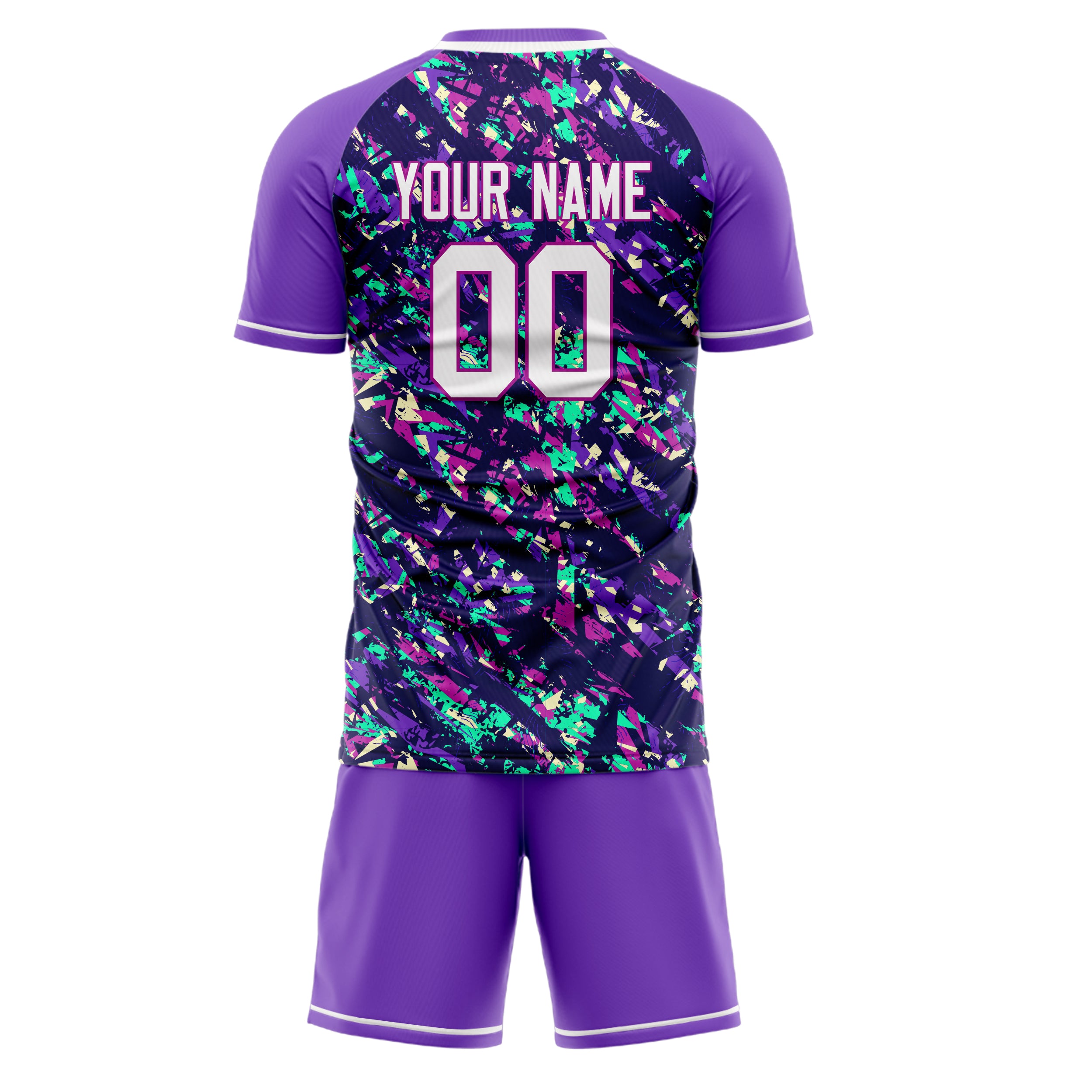Custom Purple White GeometricalPattern Soccer Jersey