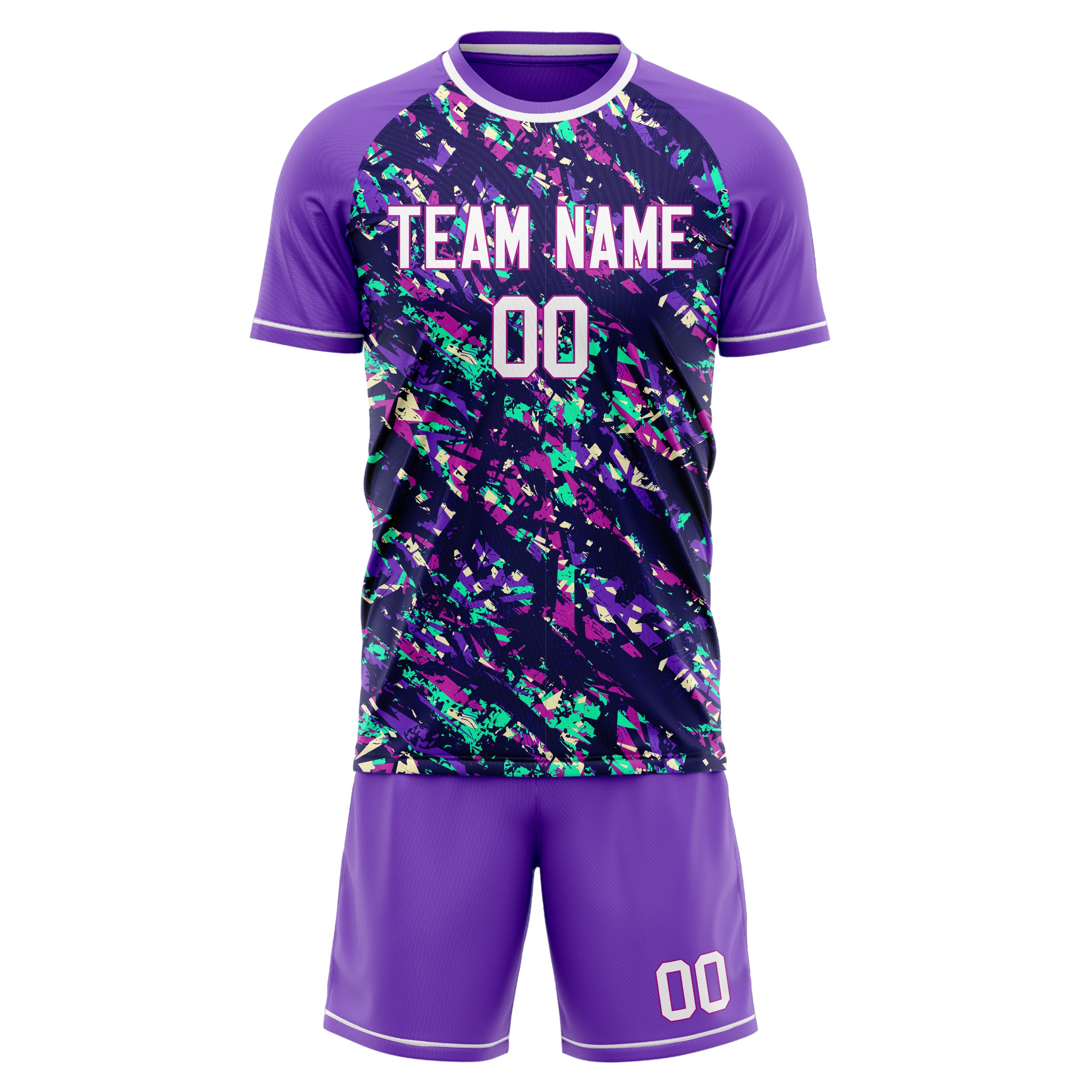 Custom Purple White GeometricalPattern Soccer Jersey